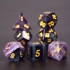 7pcs Natural Colorful Gem Polyhedarl Dices for RPG Board Game