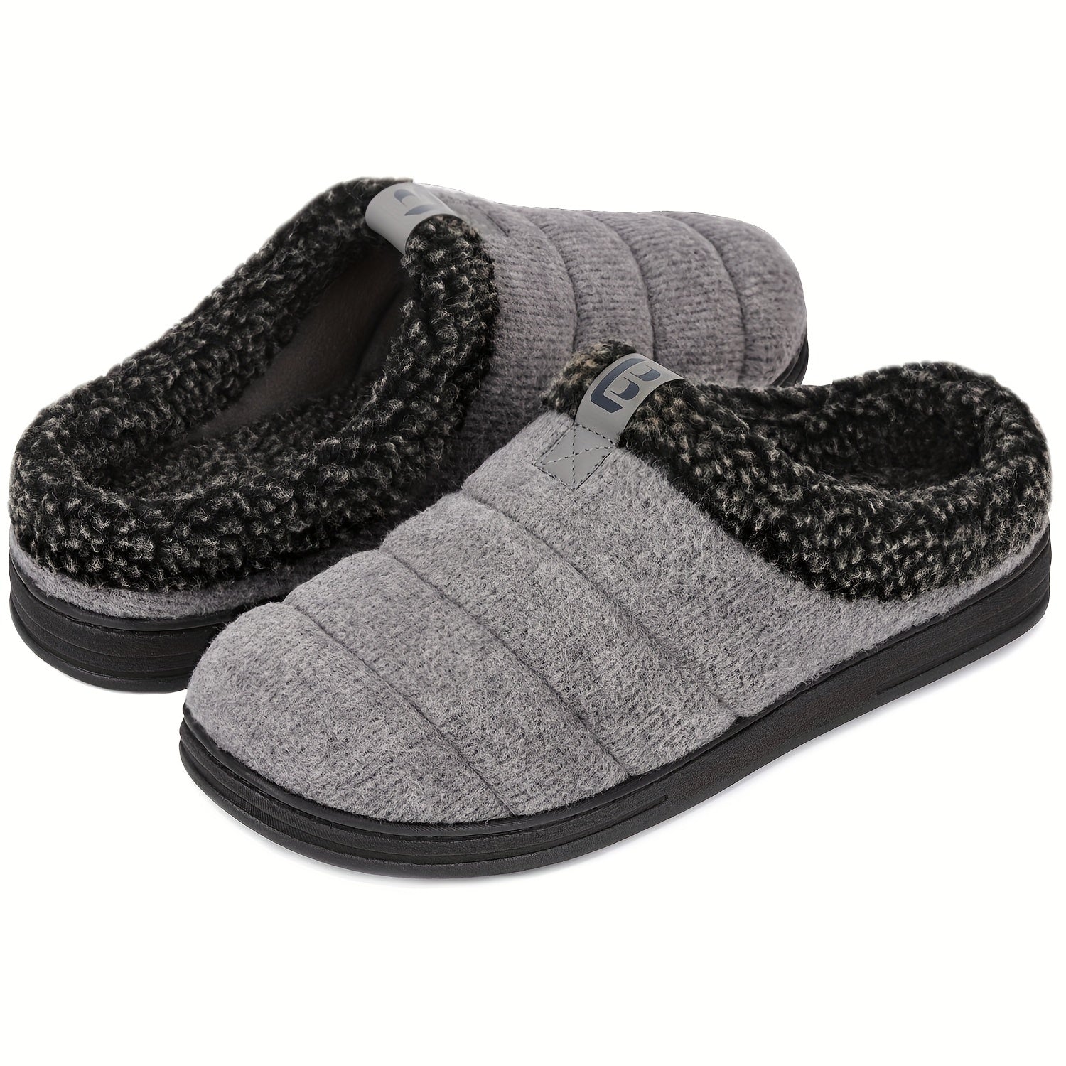 Men's Warm Slip On Slippers Fleece Indoor Walking Shoes