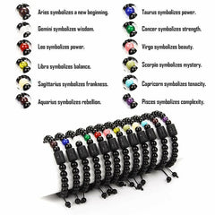 12 Constellation Couple Bracelet Stone Bracelets For Women Men