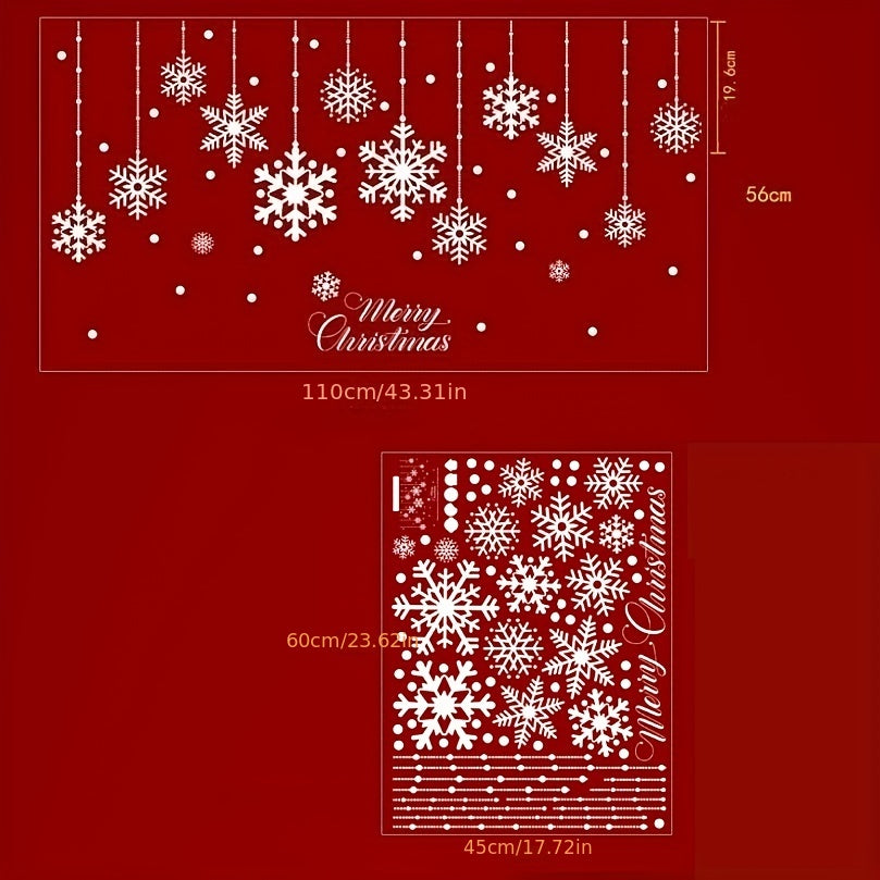 Christmas Snowflake Hanging Wall Decal - Window Stickers for Bedroom Mall