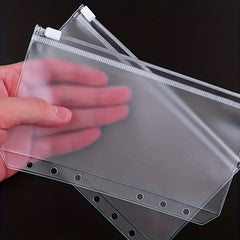25pcs A5 Binder Zipper Pocket 6 Holes Cash Envelope Transparent Folder