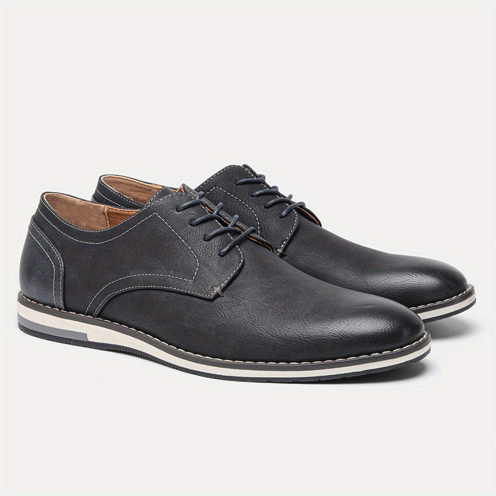 Men's PU Leather Derby Shoes Lace-up Front Formal Business Dress Shoes
