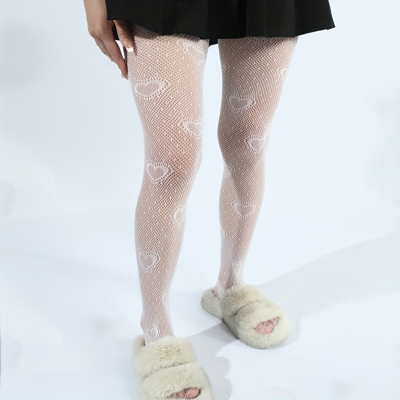 Heart Jacquard Hollow Fishnet Tights Women's Stockings
