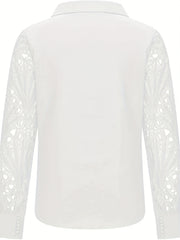 Lace Sleeve Button Up Blouse