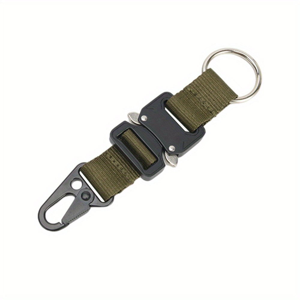Tactical Keychain w/ Metal Buckle & Nylon Webbing for Outdoor Camping/Hiking
