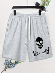 Skull Element Graphic Print Men's Drawstring Stretchy Short Pants