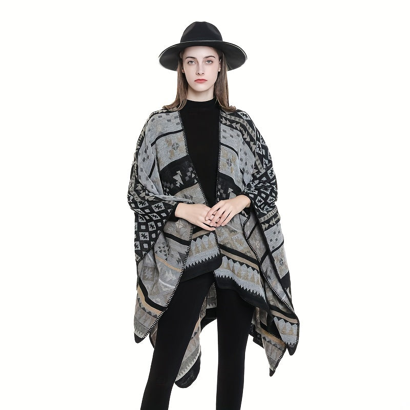 Warm Sunscreen Shawl Casual Open Front Poncho Cape Large Inelastic Cardigan
