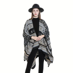 Warm Sunscreen Shawl Casual Open Front Poncho Cape Large Inelastic Cardigan