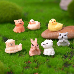 7pcs Mini Animal Series Micro Landscape Resin Ornaments