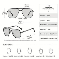 CLLOIO Men's High Photochromic Polarized Sunglasses Anti-glare Driving Glasses