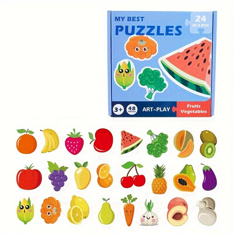 Matching Puzzle Sea Animal Traffic Fruit Vegetable Interactive Puzzle Two Pieces