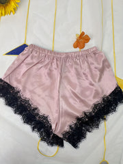 Soft Lace Stitching Sleep Bottoms Elastic Waistband Shorts