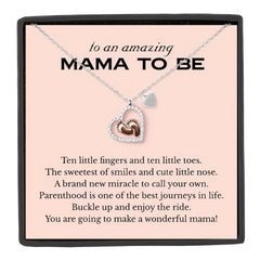 Baby Foot Heart Pendant Necklace With Card - Party Holiday Birthday Gift