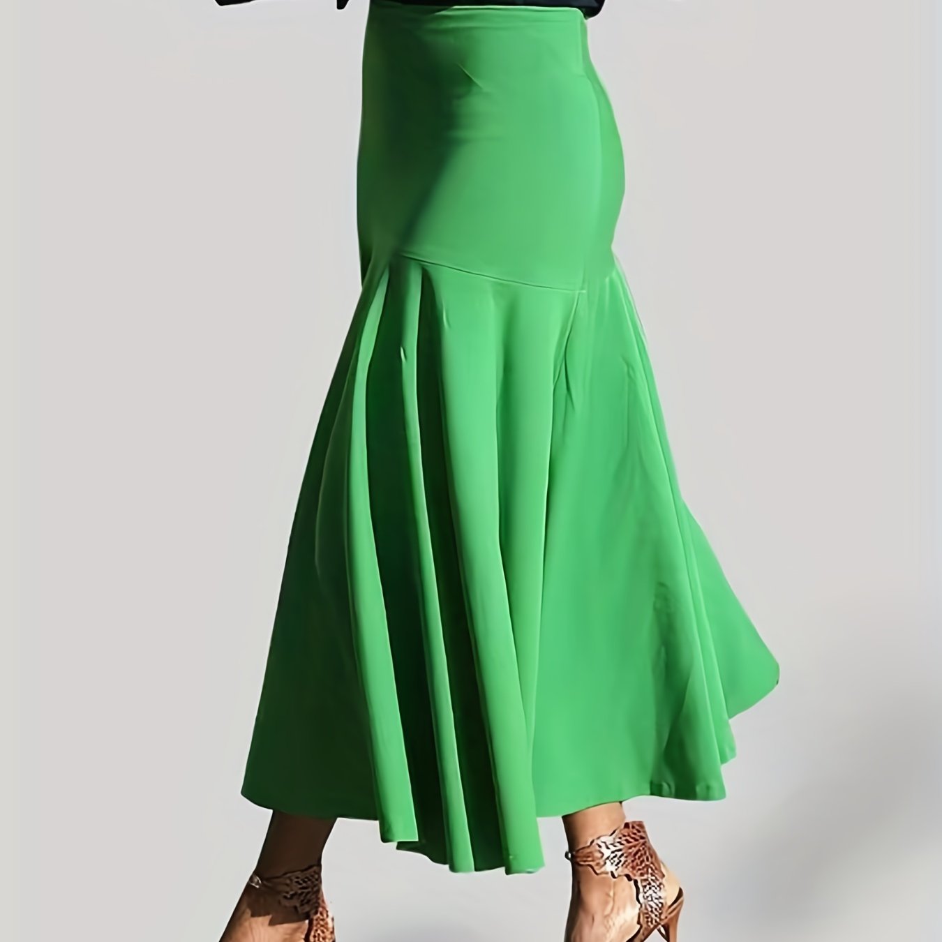 Women's Plus Solid High Rise Non stretch Maxi Mermaid Skirt