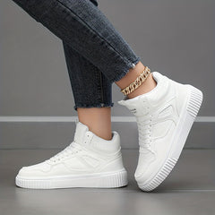 Women's High Top Lace Up Sneakers Round Toe Comfy Skate Shoes