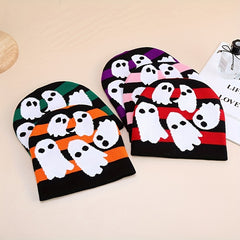 Skull Pattern Knit Beanie Hat for Men and Women