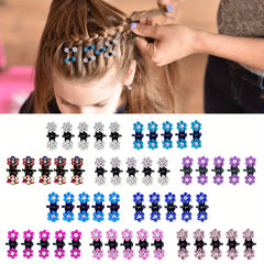 50pcs Mini Flower Rhinestone Hair Clips Set - Perfect Holiday Gift