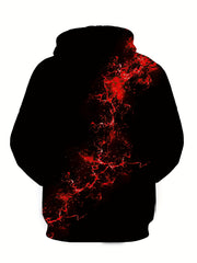 Red Flame Print Hoodie Men Graphic Hooded Pullover for Autumn Winter