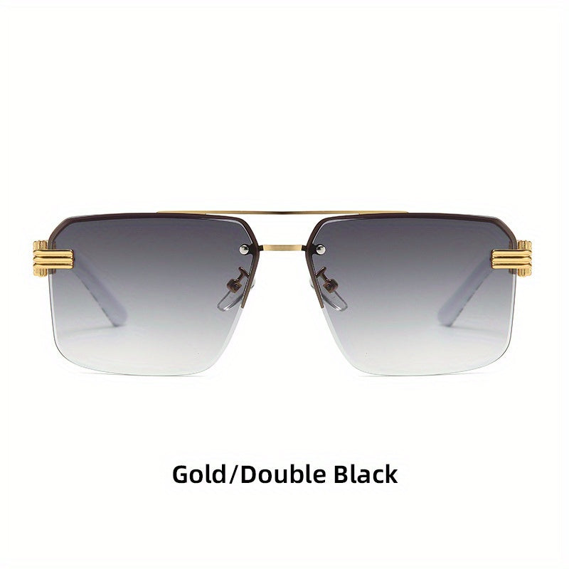 Men's Half Frame Sunglasses Floral Pattern Square Frame Plastic Glasses