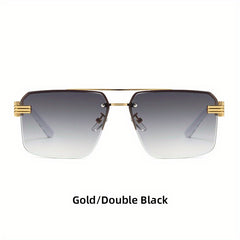 Men's Half Frame Sunglasses Floral Pattern Square Frame Plastic Glasses