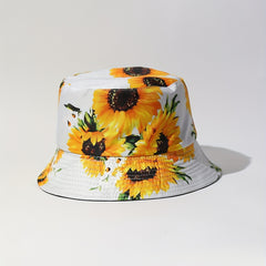 Sunflower Printed Bucket Hat Lightweight Sunscreen Fisherman Cap