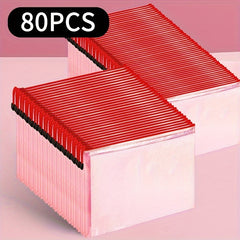 80pcs Mesh Zipper Pocket File Pocket Tissue Zipper Pocket Waterproof Red