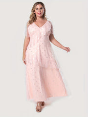 Women's Dot Contrast Mesh Layered Party Dress