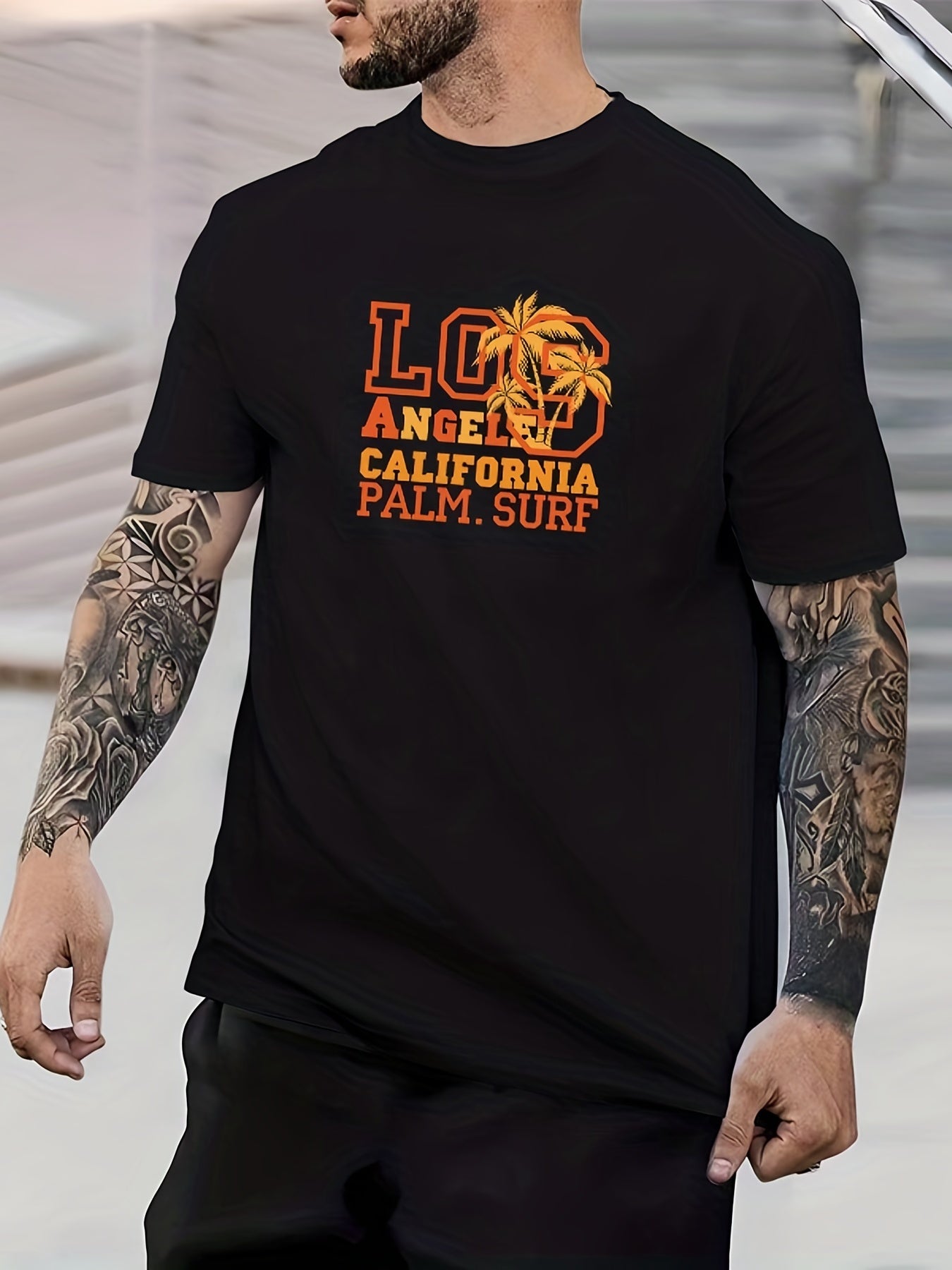 Men's Printed Crew Neck T-shirt for Summer