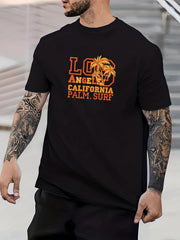 Men's Printed Crew Neck T-shirt for Summer