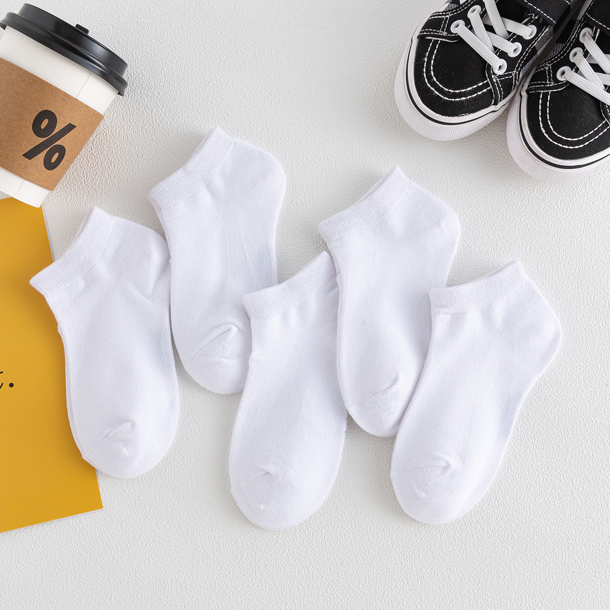 Toddler Boys Girls Solid Socks 5pairs Set