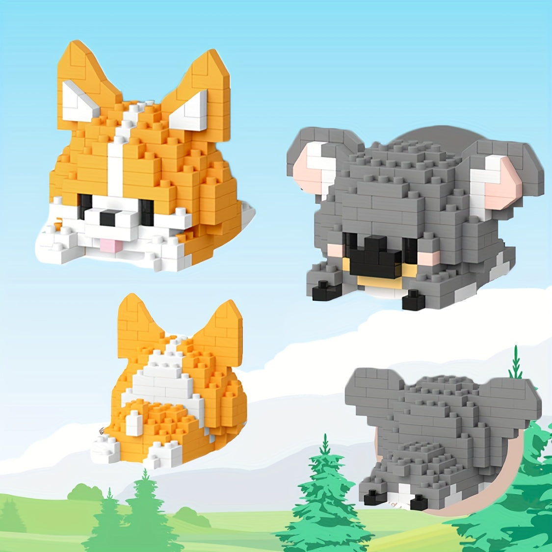 DIY Animal Series Corgi Koala Blocks Christmas Halloween