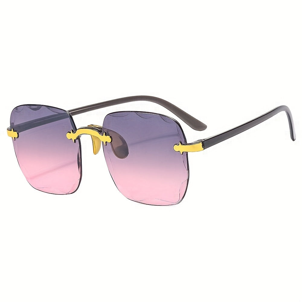 Gradient Rimless Sunglasses UV400 Rivet Decor