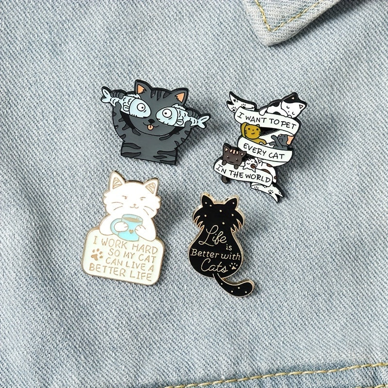 Cute Cat Pin for Clothes & Bags - DIY Accessory & Gift