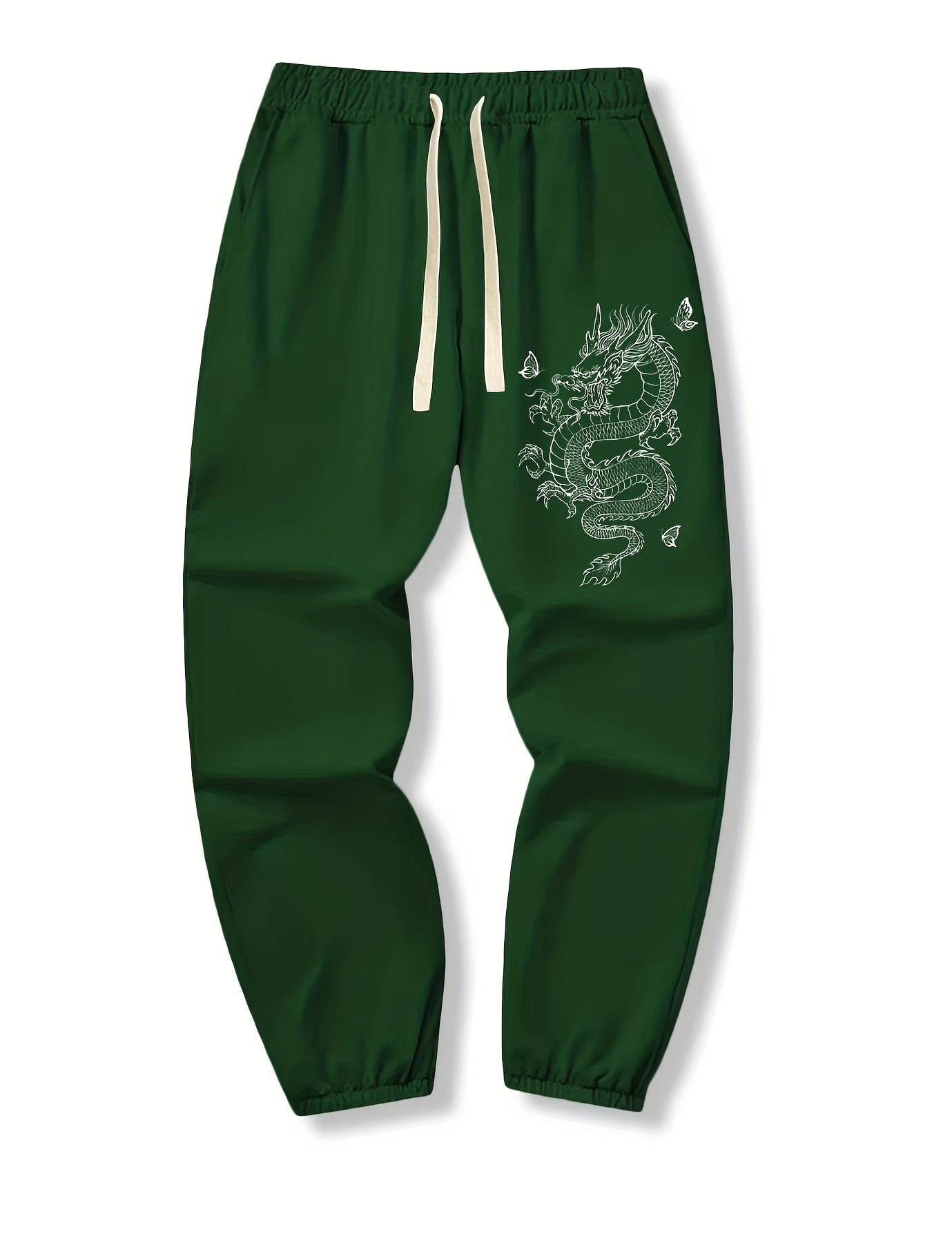 Dragon Print Drawstring Sweatpants Loose Fit Pants Men's Casual Joggers