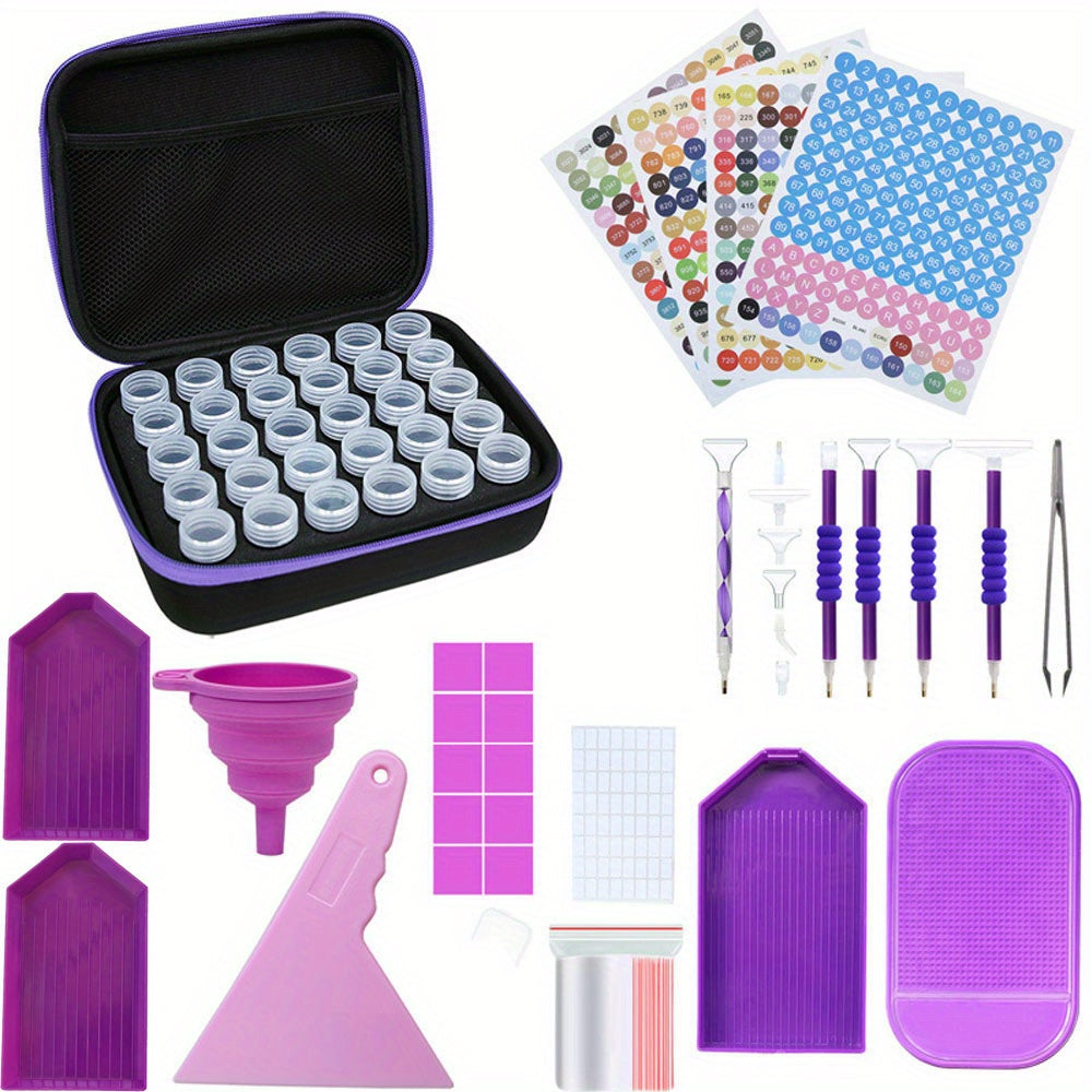 30 Grid Bottle Diamond Painting Storage Box Purple Tools 5D DIY Cross Stitch Emb