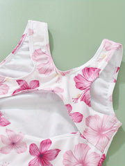 Girl's Floral Tankini Set Beachwear Swimwear Pool Party