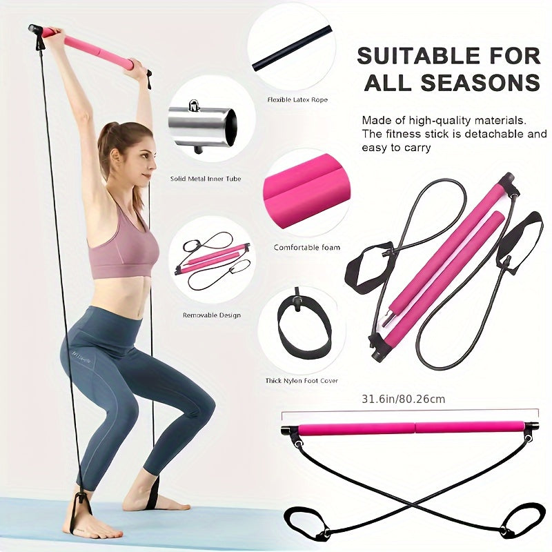 Pilates Stick With Resistance Tension Belt for Home Workout