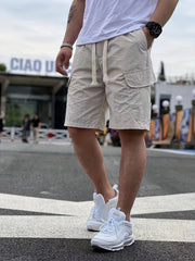 Men's Drawstring Cargo Shorts with Pockets