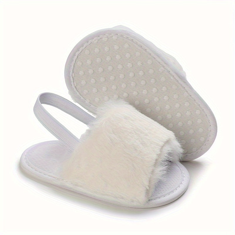 Furry Sandals Baby Girls Non-slip Walking Shoes Autumn Winter