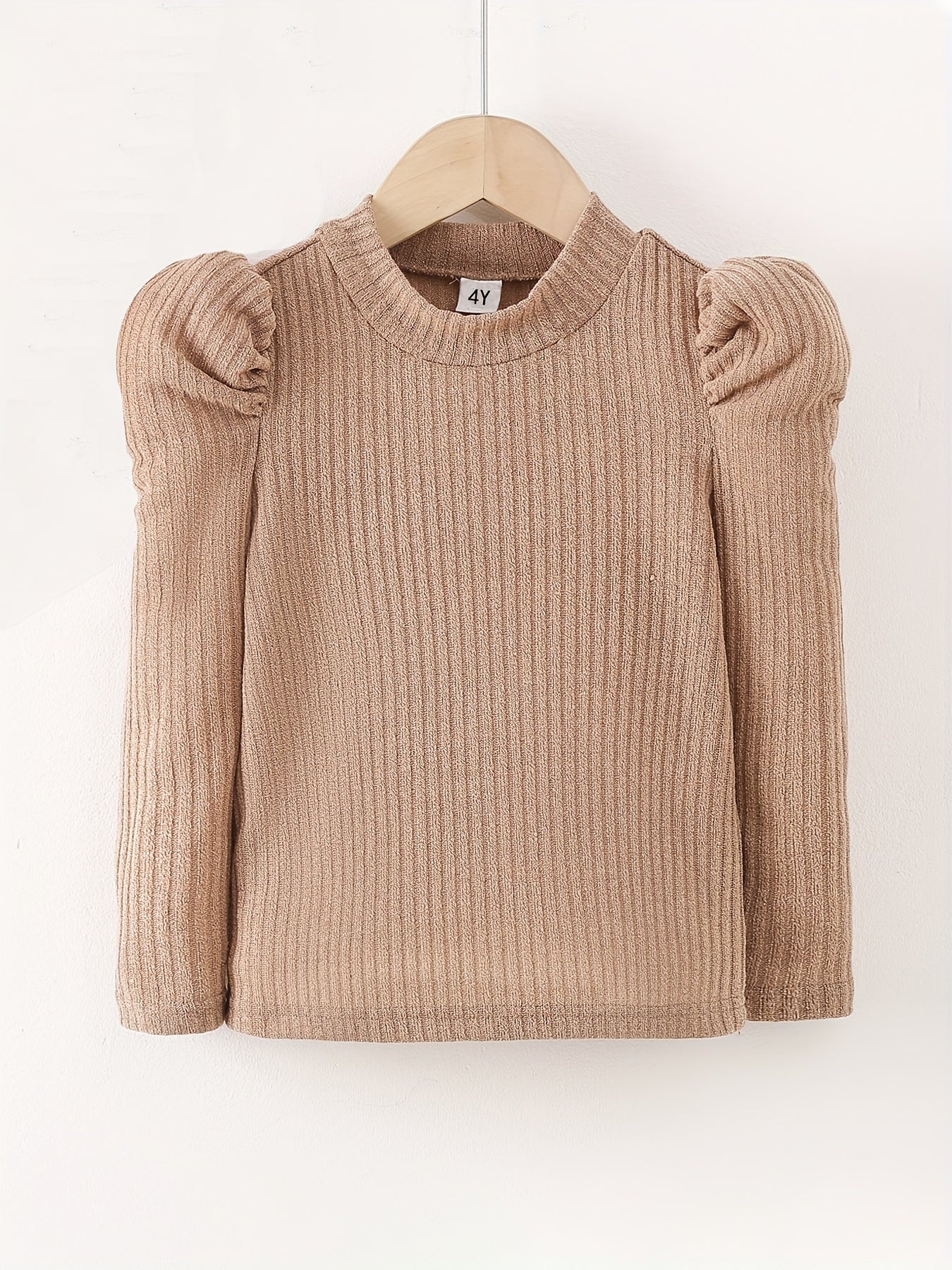 Girls Knit Sweater High Shoulder Long Sleeve Top