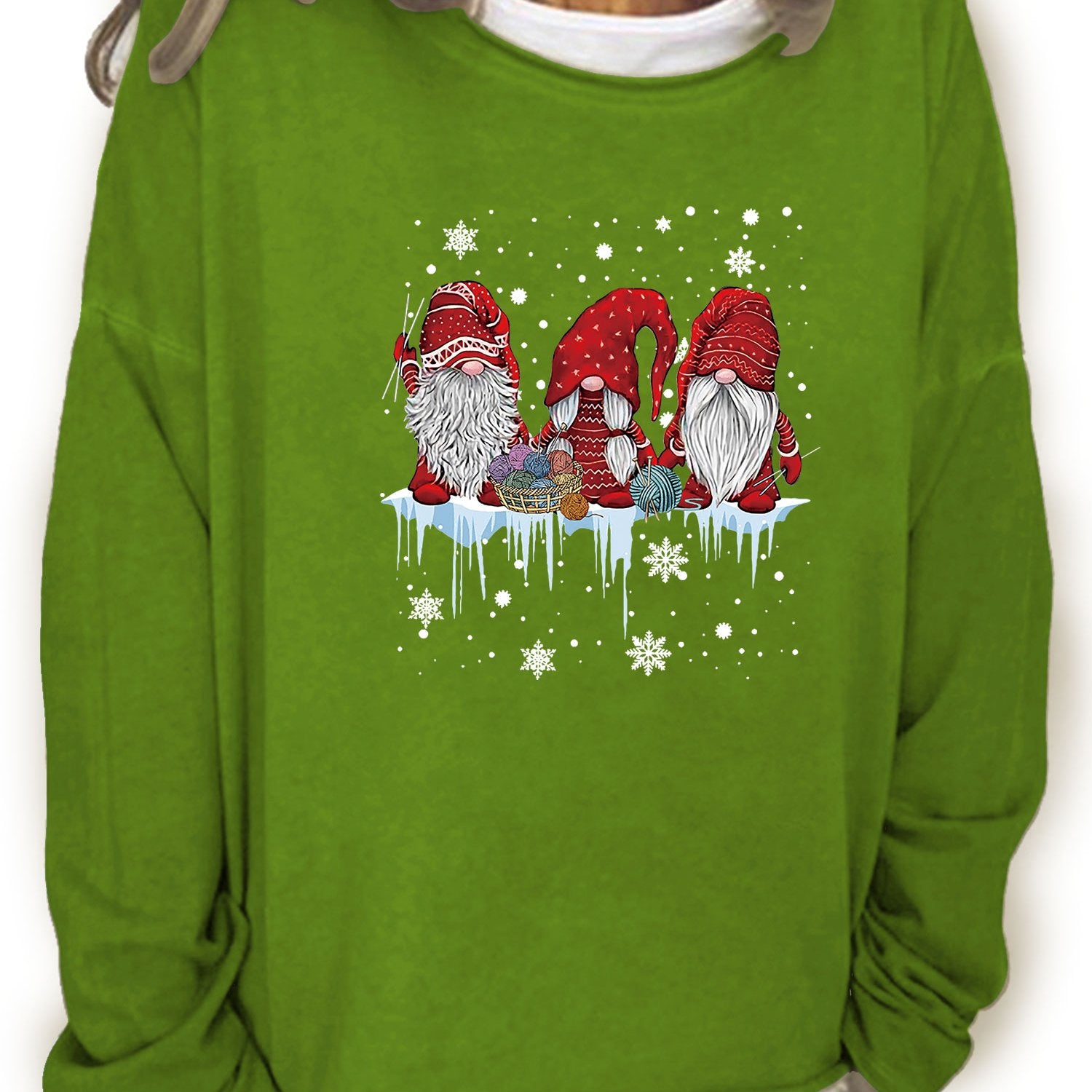 Christmas Santa Claus Sweatshirt Long Sleeve Crew Neck Women's Clothing