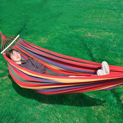 Portable 2-Person Striped Hammock for Garden Travel Camping