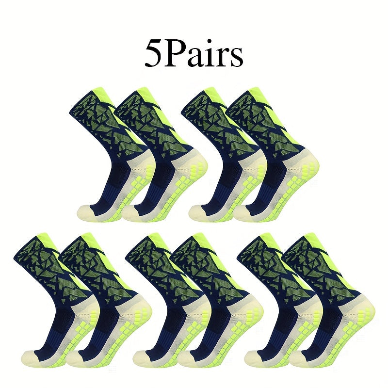 5 Pairs Camo Silicone Soccer Socks Sports Crew Socks Men Women