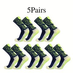 5 Pairs Camo Silicone Soccer Socks Sports Crew Socks Men Women