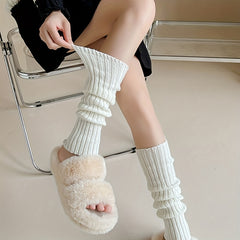 2 Pairs Rib Knit Leg Warmers Knee High Socks Women's Stockings