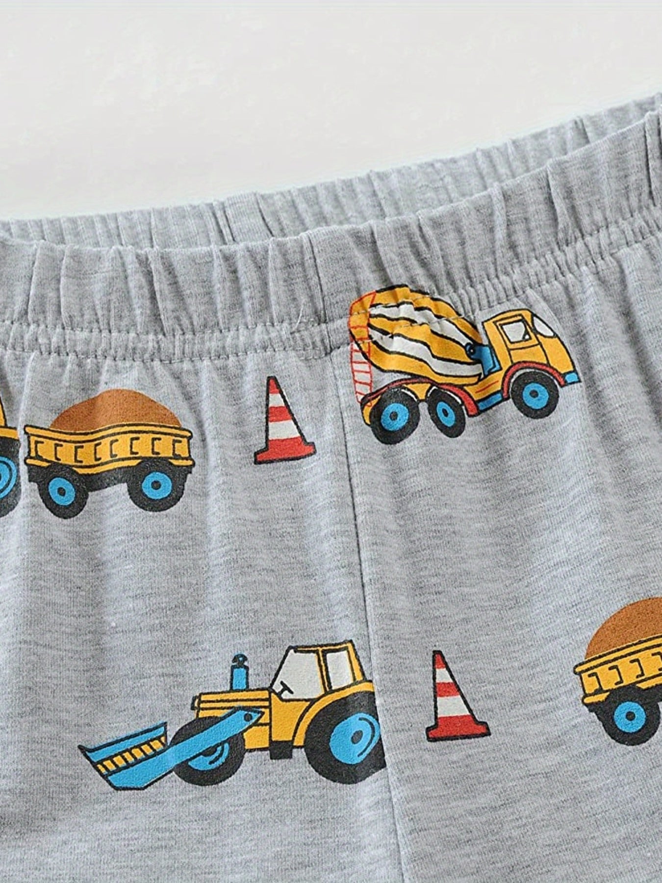 Kid's Cotton Pajamas Long Sleeve Top & Pants Set Engineering Vehicle Print
