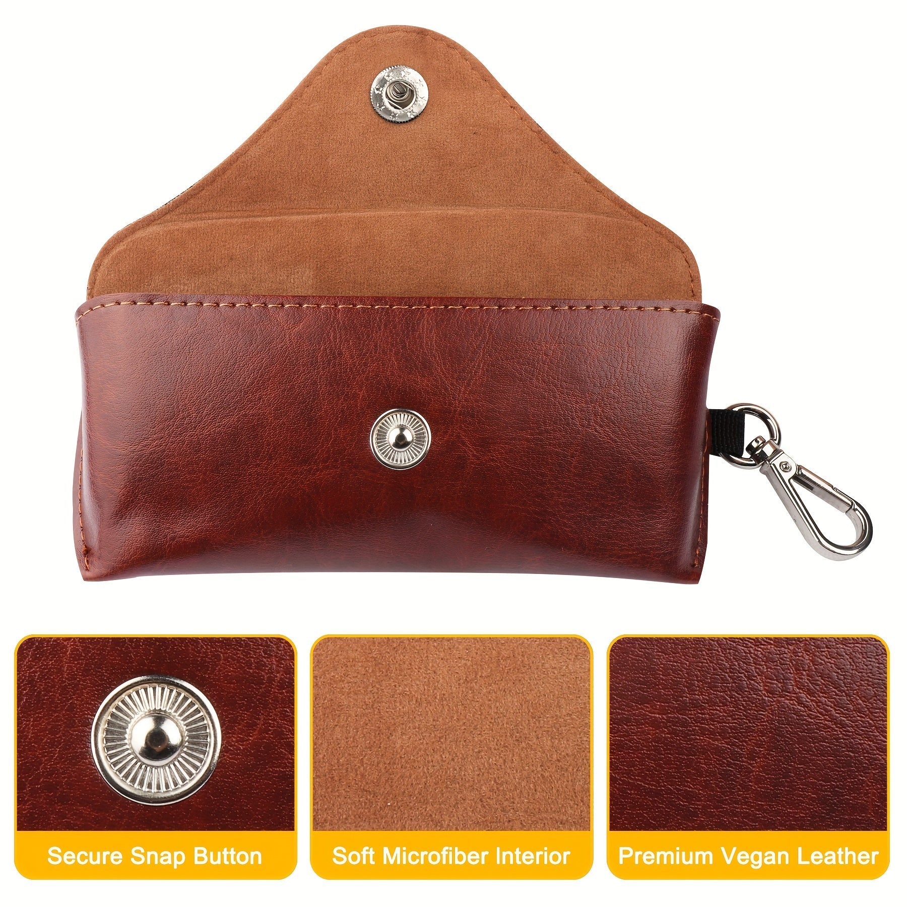 Men's Faux Leather Glasses Case with Lobster Clasp