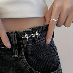 2pcs Adjustable Denim Waist Buttons Star Fit for Jeans & Men's Accessory