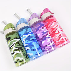 600ml Leakproof Water Cup Camouflage Flip Top Bottle for Outdoor Sports & Travel