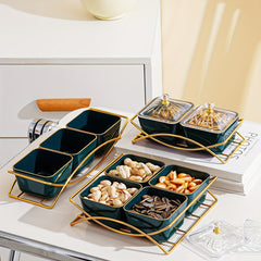 Golden Edge Bead Decor Snack Plate for Events